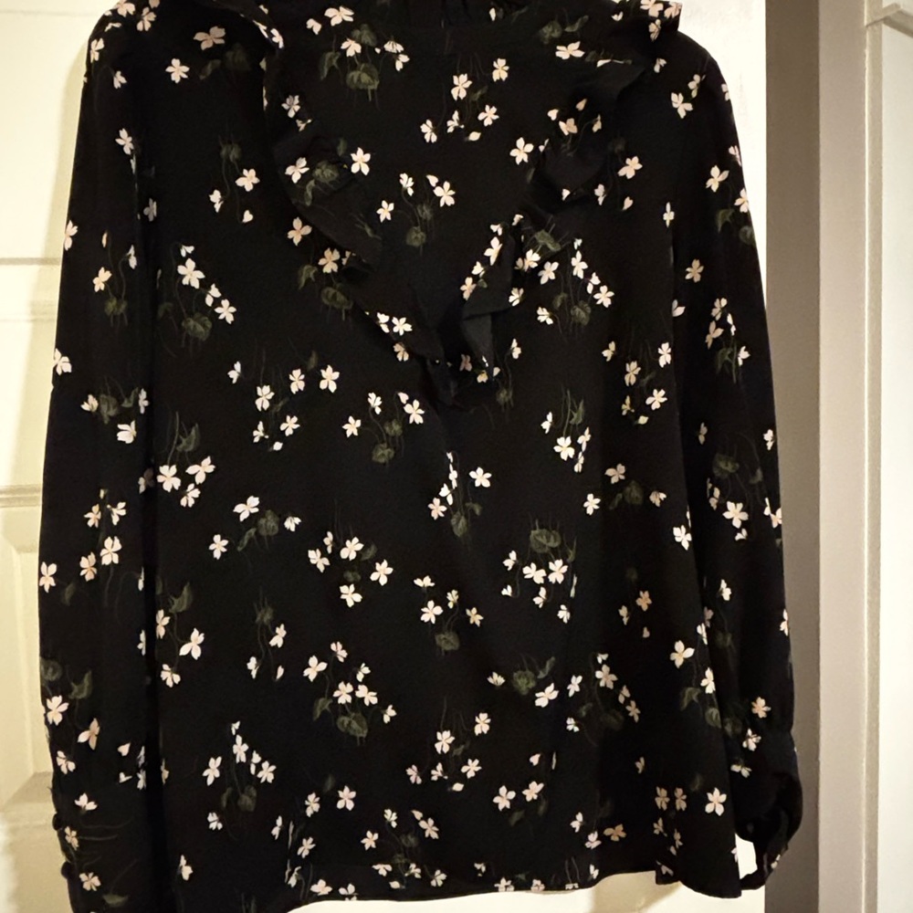 Ann Taylor Black Floral Blouse